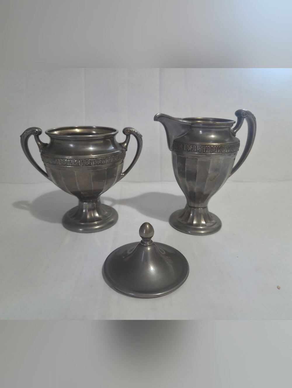 Vintage Sugar Bowl & Creamer SP Manning Bowman & Co 1920s Art Deco Made In USA